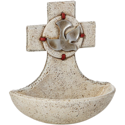 Catholic Confirmation Holy Spirit Resin Cross Holy Water Font, 5 Inch