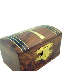 Tapered Cross Design Wood Rosary Box