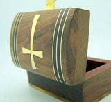 Tapered Cross Design Wood Rosary Box