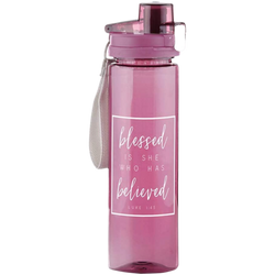 Religious Blessed Is She Who Has Believed Luke 1:45 Water Bottle, 24 Ounce