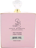 Pink Fleur de Lis Glass Gem Knob Pen and Pencil Holder, 3 5/8 Inch
