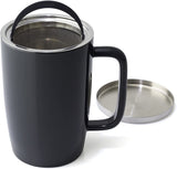 FORLIFE 610-BKG Dew Brew-in-Mug with Basket Infuser and Stainless Lid, 18 oz/Small, Black Graphite