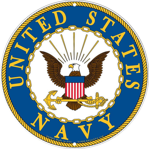 Navy Military Logo Aluminum Sign - US Service Branch Metal Home Wall Decor