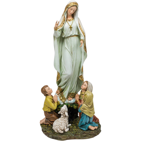 Our Lady of Fatima Children 12 Inch Resin Stone Indoor Outdoor Garden Statue