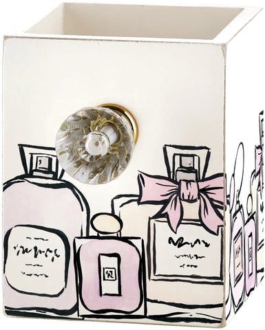 Santa Barbara Design Studio Vintage Perfume Bottle Design 3 x 3 Inch Wood Pen Brushes Holder Box
