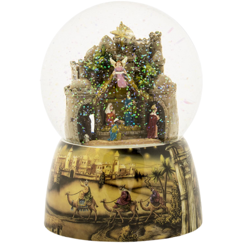 Nativity Town 100MM Musical Christmas Glitterdome Plays Tune O Little Town of Bethlehem