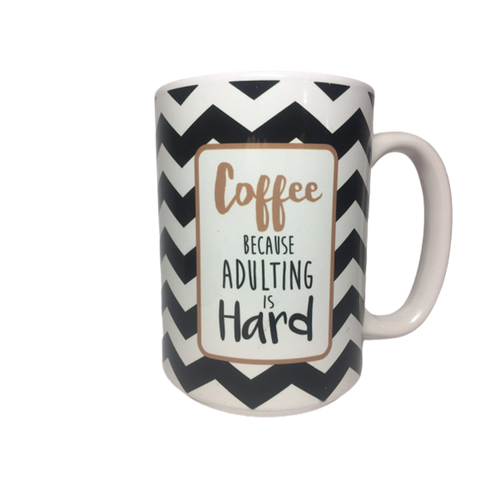 "Coffee Because" 14oz. Coffee Ceramic Cup Mug