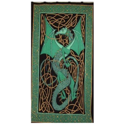 Celtic Dragon Cotton Door Panel Curtain Green