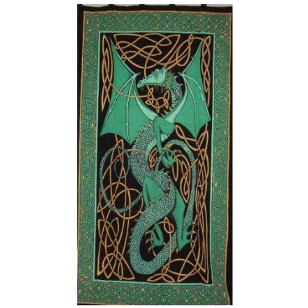 Celtic Dragon Cotton Door Panel Curtain Green