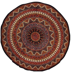 Indian Mandala Print Round Cotton Tablecloth 76" Brown