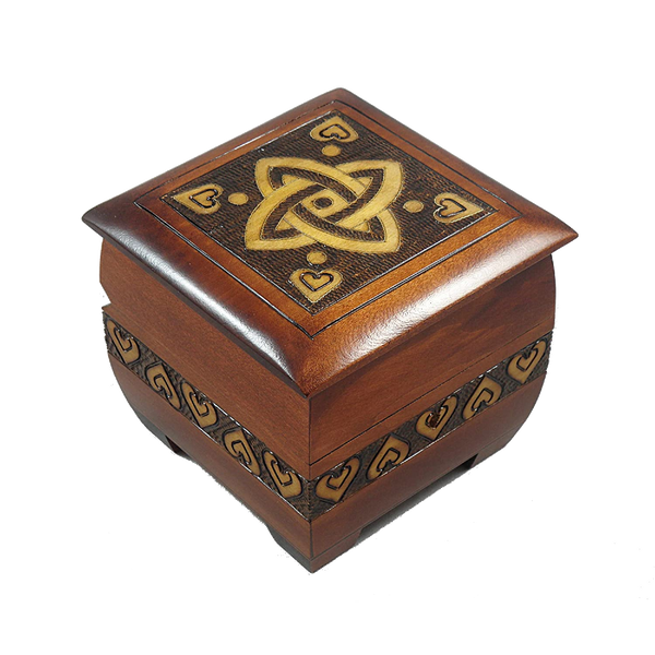 Modern Sailor Celtic Knot and Tribal Heart Handmade Box with Lock and Key Desk or Dresser Trinket Keepsake Holder Perfect Watch Storage Box