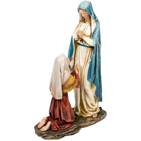 Our Lady of Lourdes and St. Bernadette 10.5 Inch Resin Stone Tabletop Statue Figurine