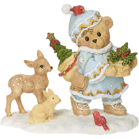 Roman Cherished Teddies, Inga Laplander Teddy Bear Figure, 4" H, Resin and Wollastonite, Durable, Collectible Decoration, Decorative, Home Decor