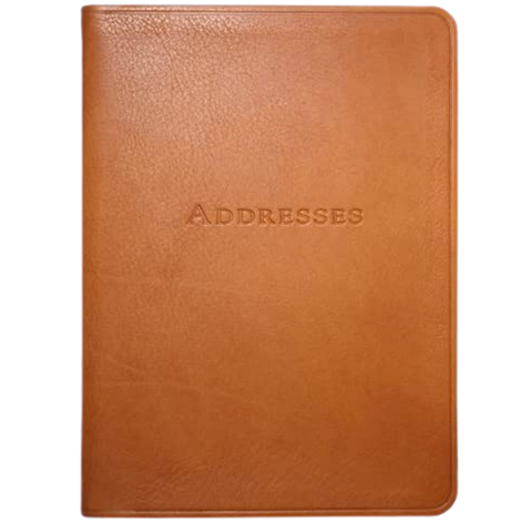 7 Inch Leather Bound Address Book, Genuine Calfskin Leather, 1,400 Entries