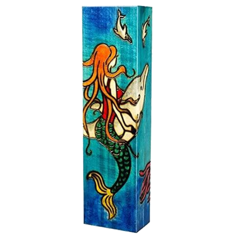 Polish Handmade Wood Siren Mermaid Pencil Holder Case Box